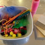 Crafting supplies and colored glue