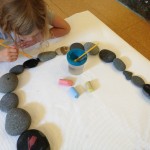 Painting with water on beach stones