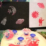 Stamps with paint on felt