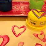 Heart and circle stampers with paint