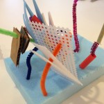 Sculpture with wire, beads, and more