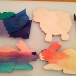Coloring springtime shapes with bleeding tissue paper