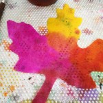 Color mixing on paper leaves