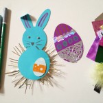 Decorating paper bunnies and eggs