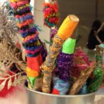 Yarn-wrapped stick decorations